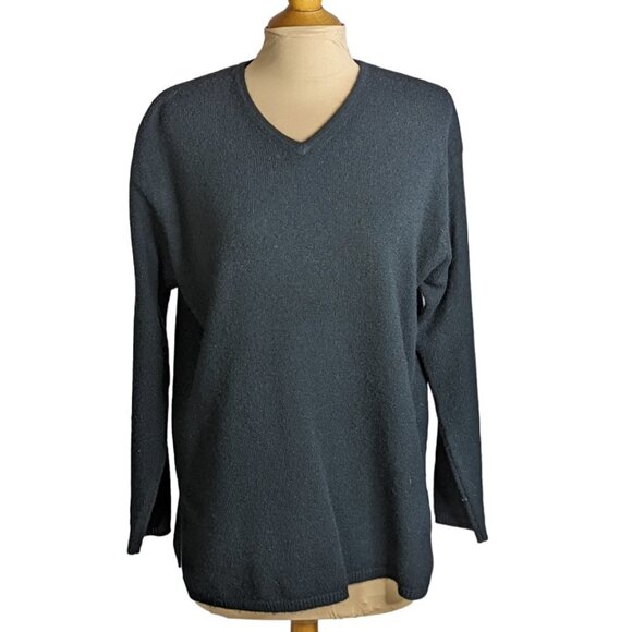 VALERIE STEVENS 100% Two Ply Cashmere V-Neck Long Sleeve Sweater Black Size Med - Picture 10 of 10
